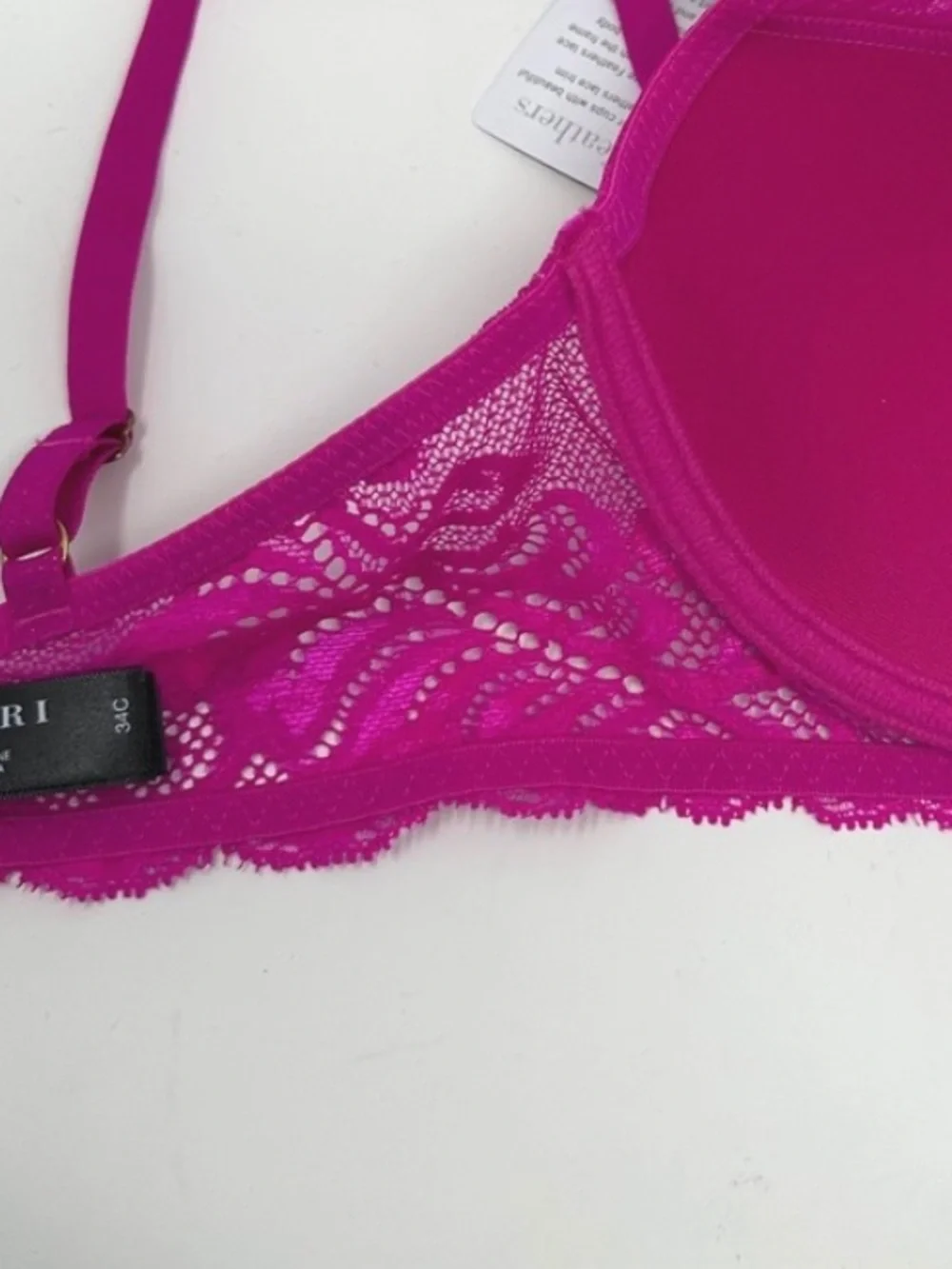 NWT Natori Feathers Contour Plunge Bra Women Size 34C Dragonfruit Hot Pink Lace